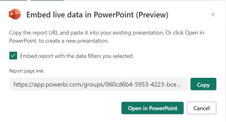 Export to PowerPoint Screen