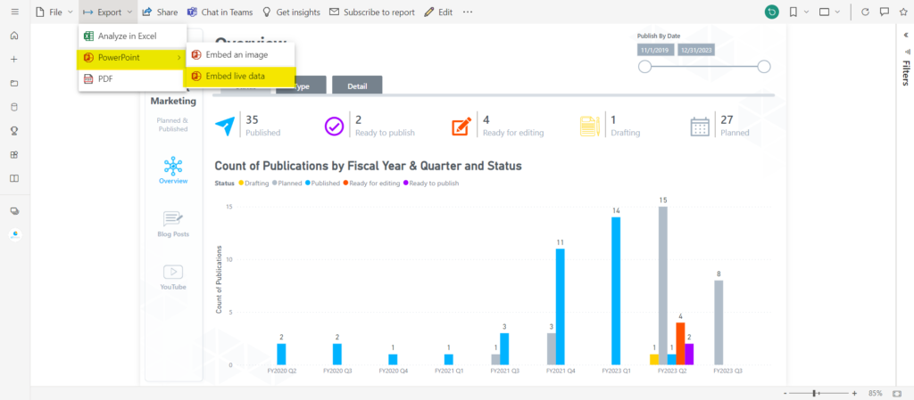 Export to PowerPoint from Power BI