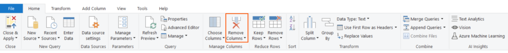 Remove unwanted columns in power query