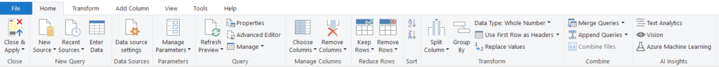 Power Query Home tab