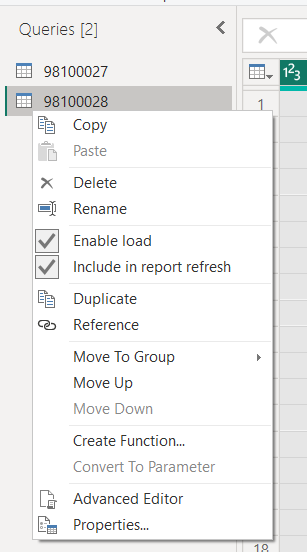 Queries pane in Power Query