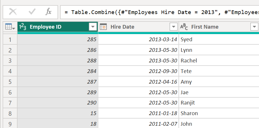 Data type icons in Power Query