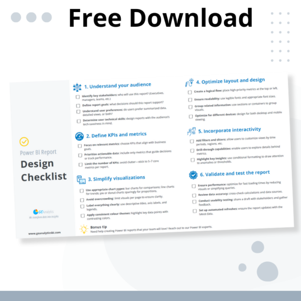 Common Checklist Report Layout Power BI Report Design Checklist – Go Analytics