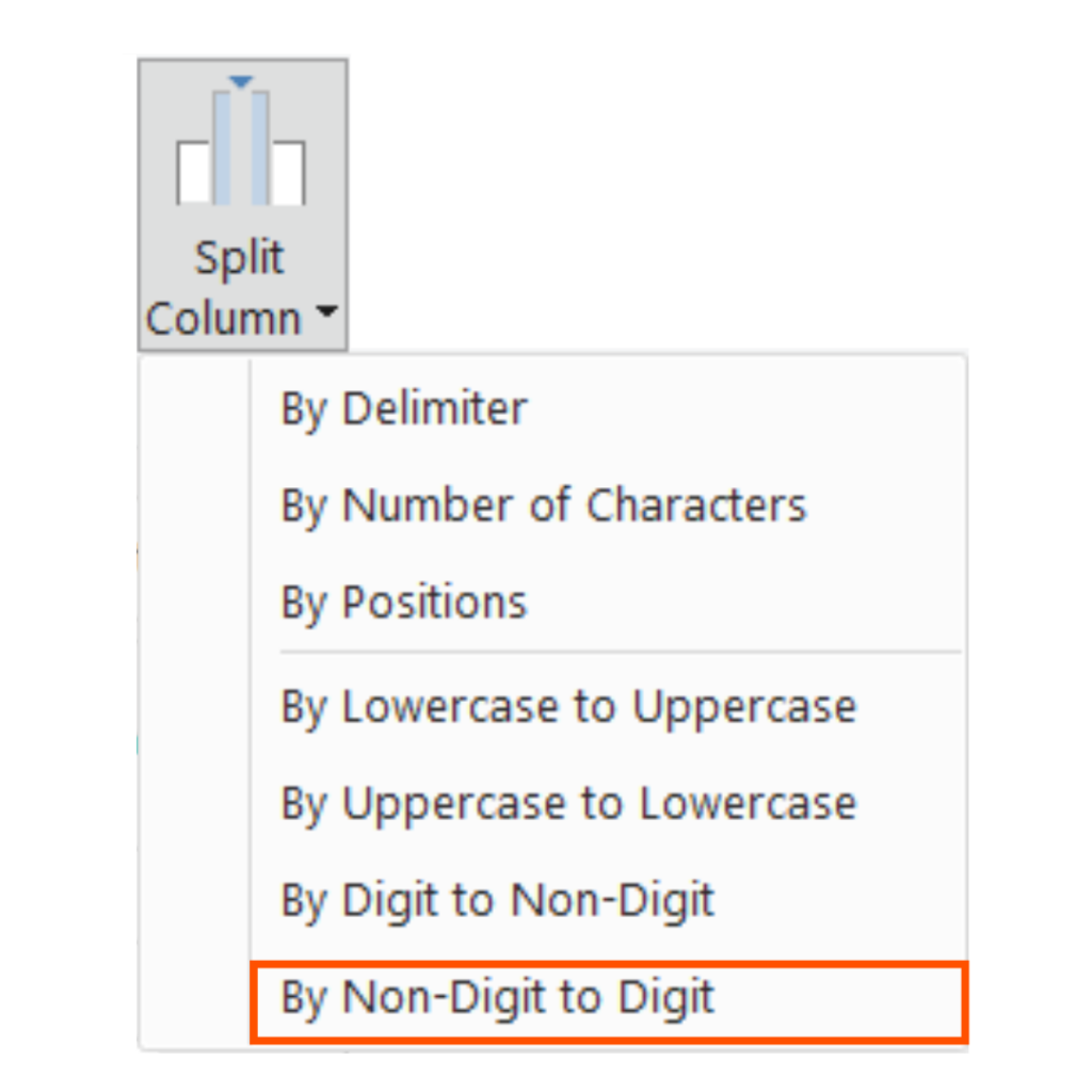 Split columns by non-digit to digit in Power Query