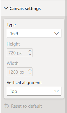 Canvas settings in Power BI