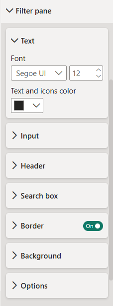 Filter pane customization settings in Power BI