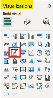 Selecting the Waterfall Chart icon in the Power BI Visualizations pane