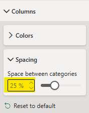 Adjusting column spacing slider settings in Power BI visual formatting