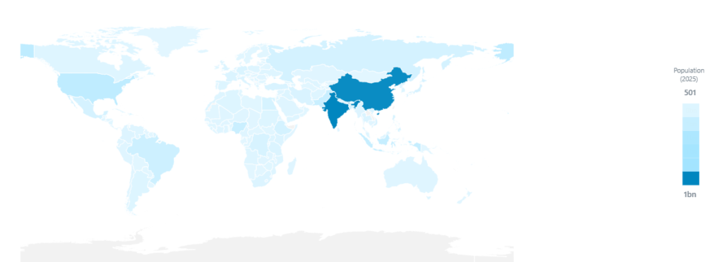Shape map showing a diverging-colour custom legend in Power BI